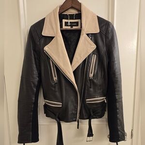 Black Rivet - Small - Black and Tan Leather Jacket